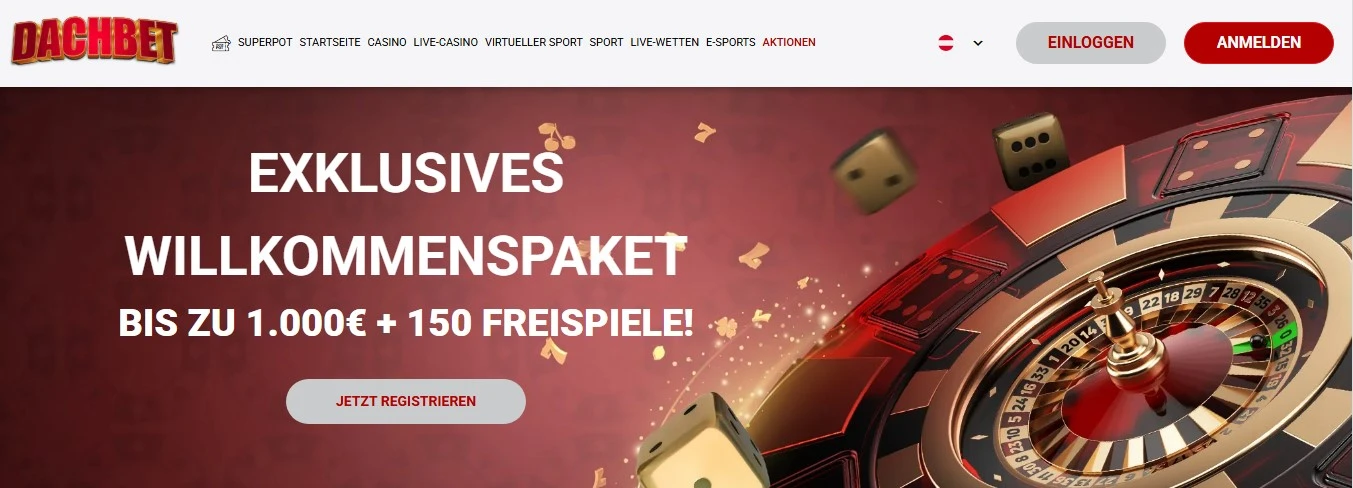 Dachbet Casino - Willkommensbonus 1.000€ + 150 Freispiele für neue Spieler